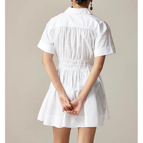 NWT J.Crew Elena Mini Shirtdress In 100% Cotton Poplin White Size 12 Tall - Picture 2 of 10